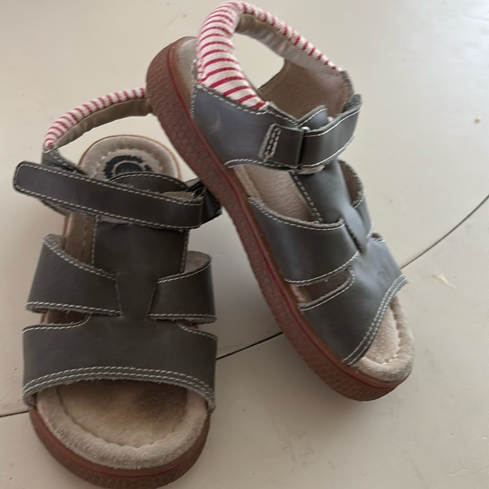 🌺Livie & Luca Green and Red Sandals with Velcro Straps and Sturdy Sole